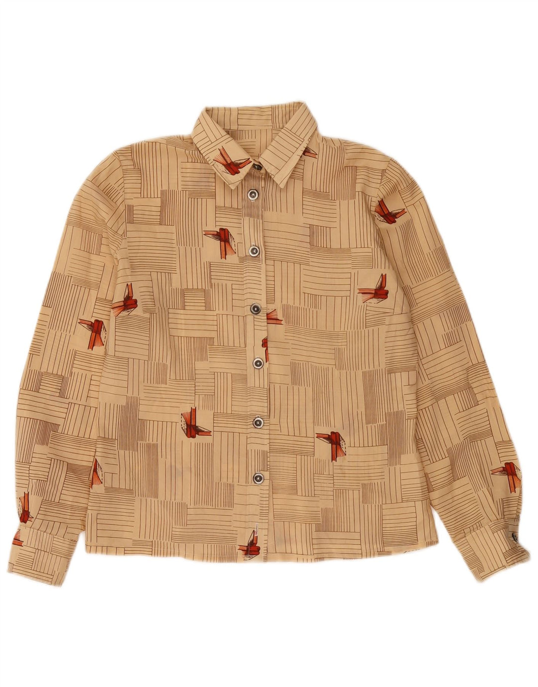 Koszula damska Vintage UK 12 Średni Beż Geometryczny