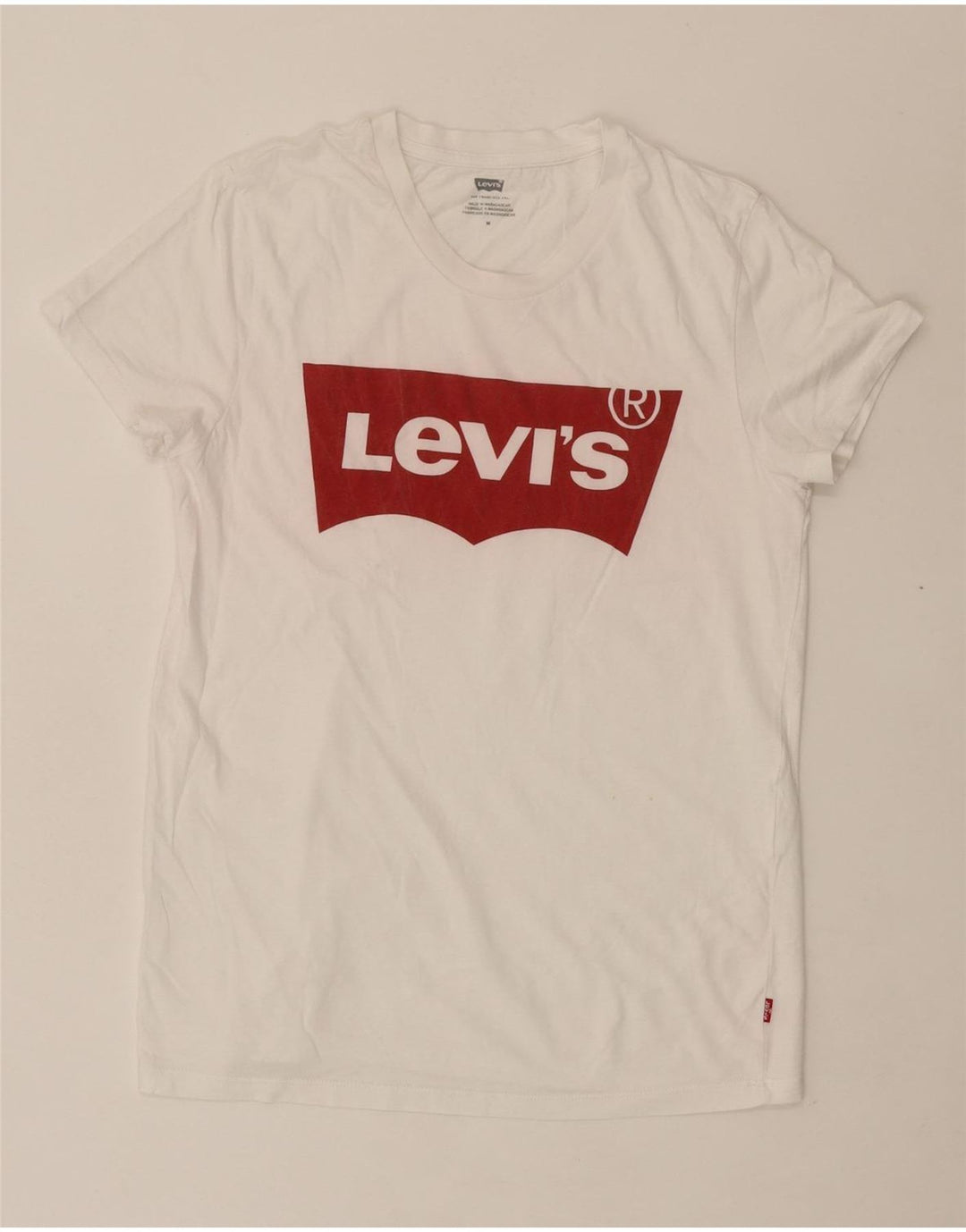 LEVI'S Womens Graphic T-Shirt Top UK 12 Medium White Vintage Levi's and Second-Hand Levi's from Messina Hembry 