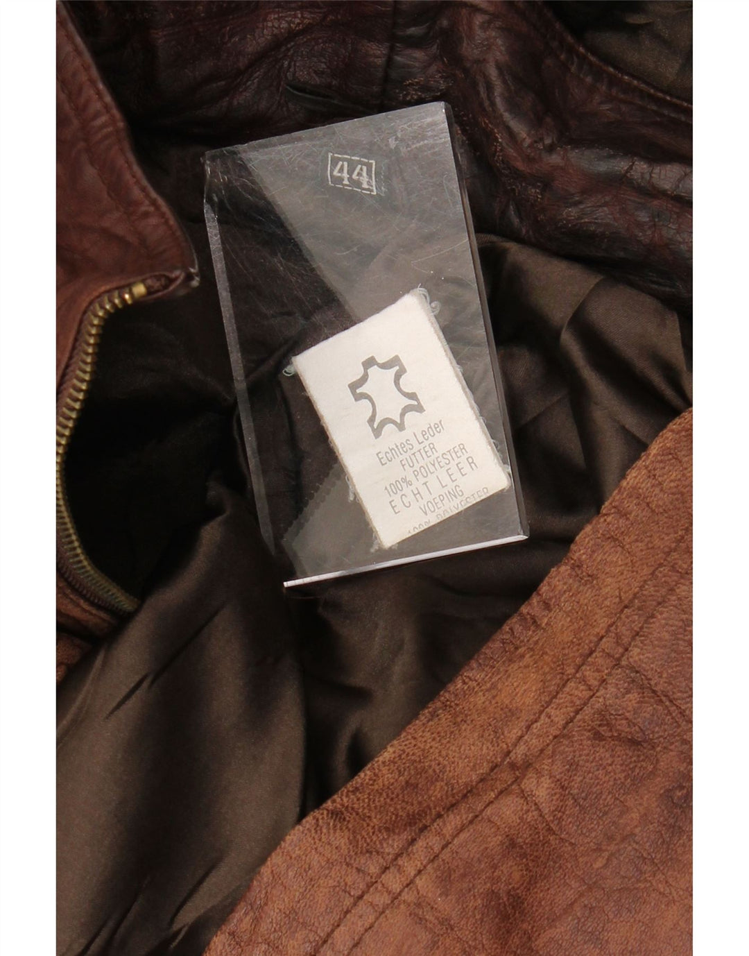 VINTAGE damski płaszcz skórzany z kapturem, oversize, EU 44 XL, brązowa skóra