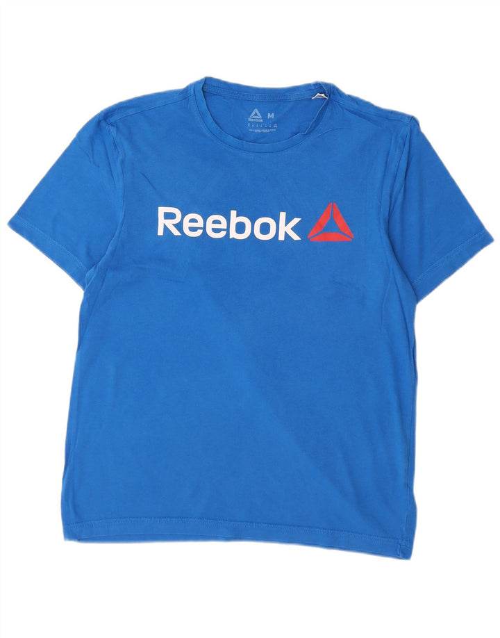 Męska koszulka z grafiką Reebok Top, średnia niebieska, bawełniana
