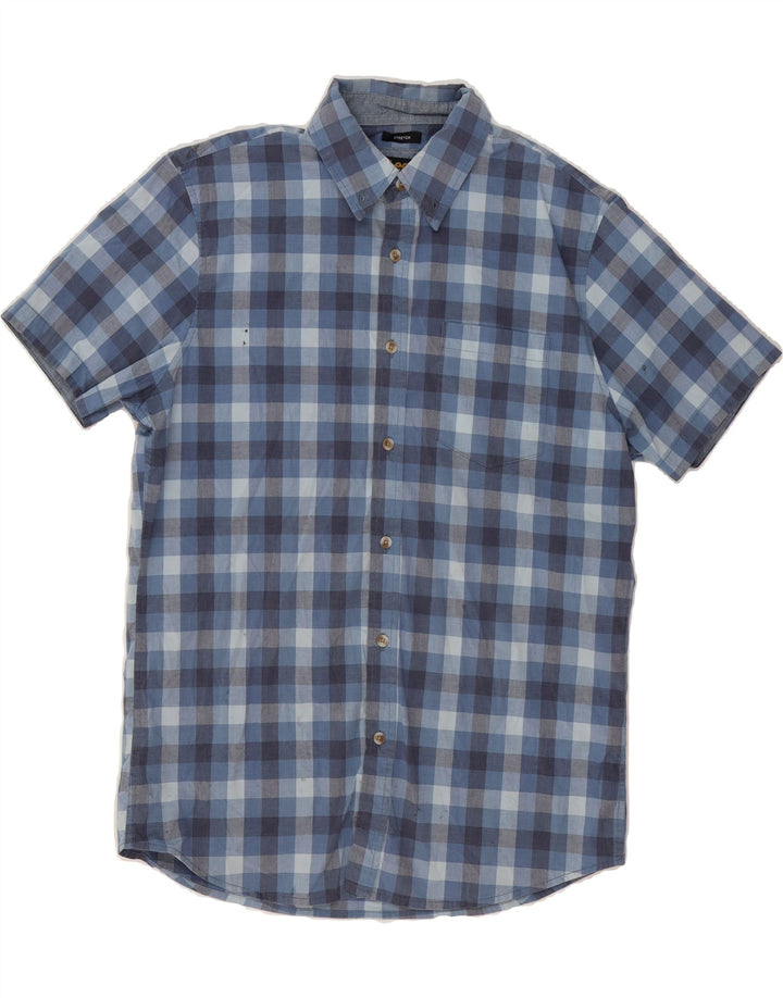 LEE Mens Stretch Regular Fit Short Sleeve Shirt Medium Blue Check Cotton Vintage Lee and Second-Hand Lee from Messina Hembry 