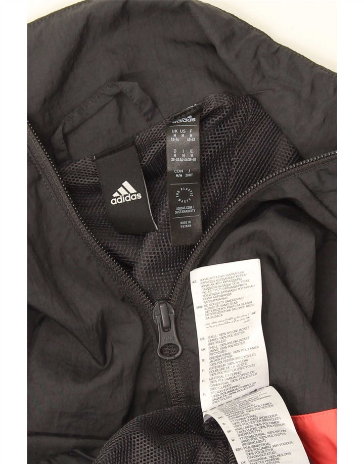 Damska bluza dresowa Adidas UK 12/14 Średni czarny nylon z blokami kolorów
