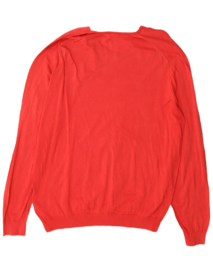 Męski sweter Massimo Dutti z dekoltem w kształcie litery V, duży, czerwony