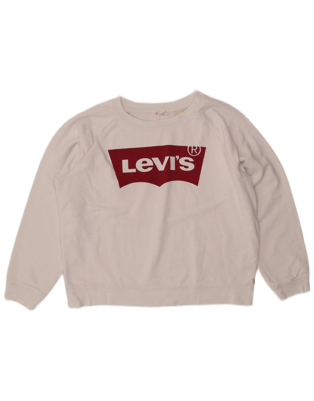 Damski sweter oversize z grafiką LEVI'S UK 16, duży, biały, bawełniany