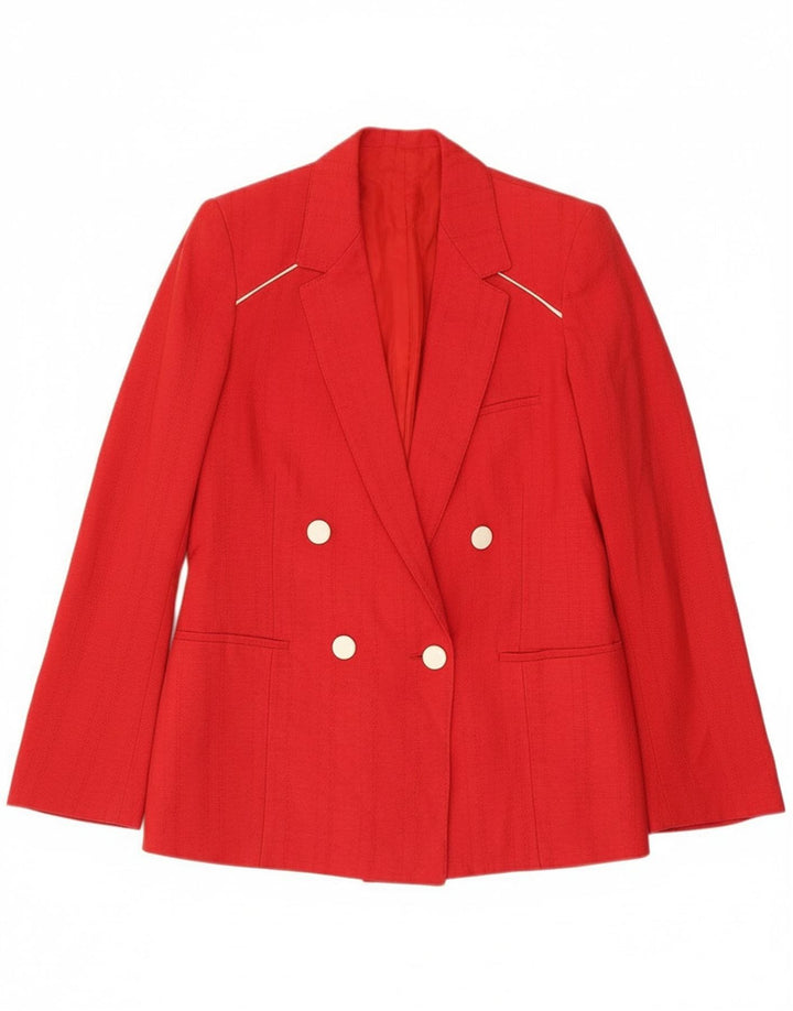 VINTAGE Womens Double Breasted Blazer Jacket IT 44 Medium Red Viscose