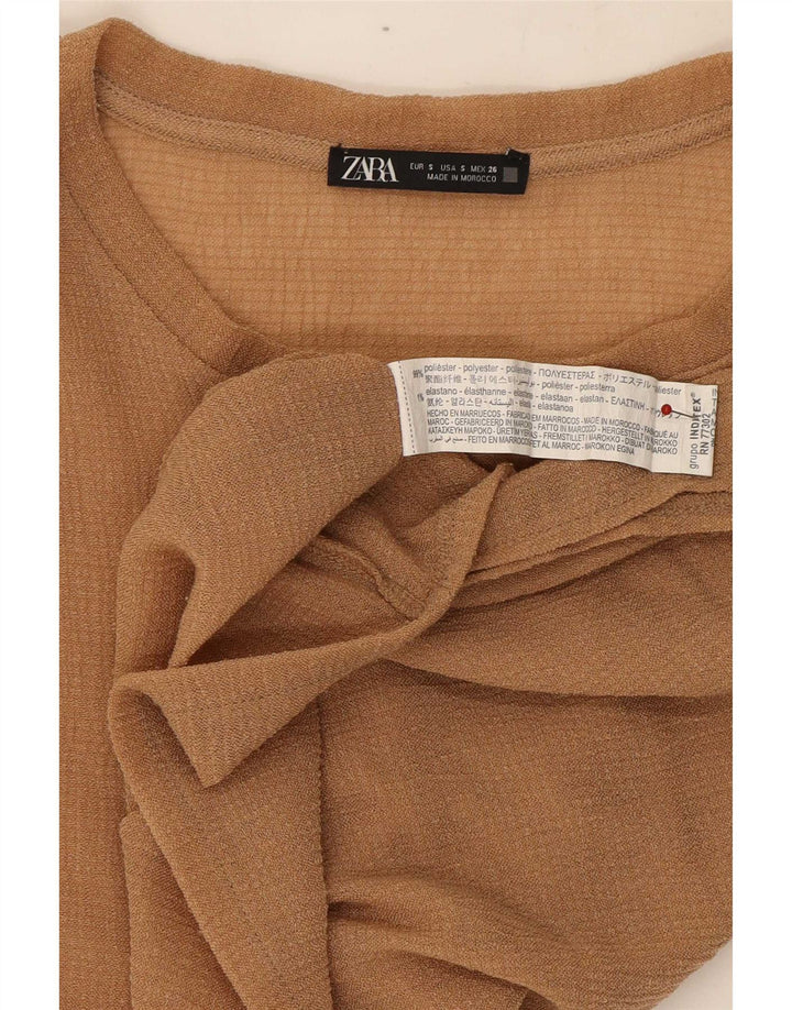 Bluzka damska Zara Crop bez rękawów Oversize Top UK 10 Small Beige