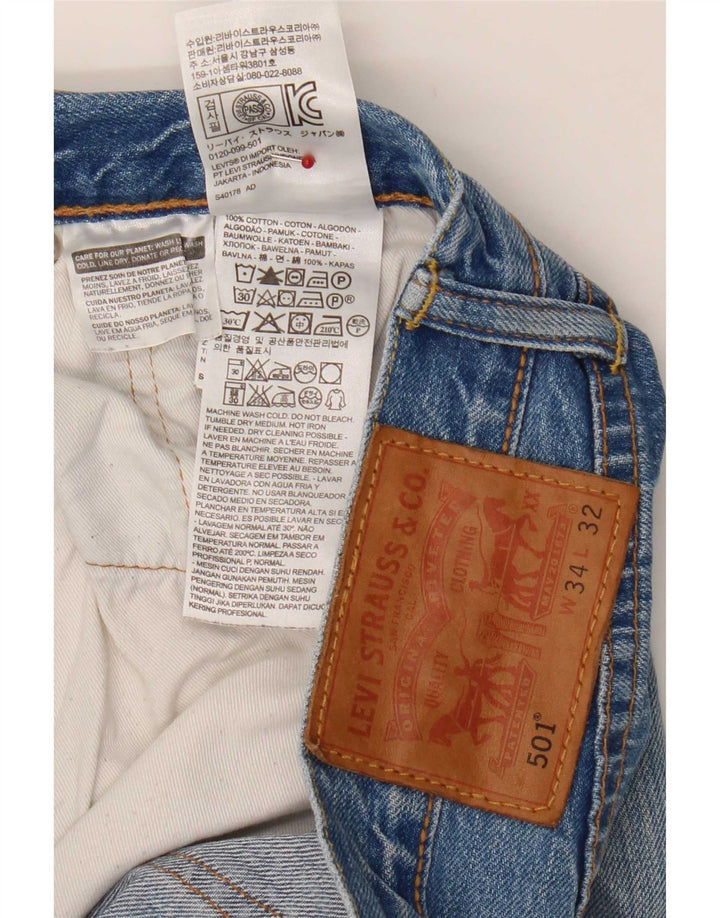 Męskie jeansy Levi's 501 Straight W34 L32 Niebieskie bawełniane