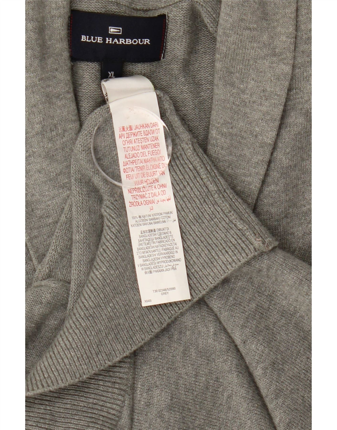 BLUE HARBOUR Mens Cardigan Sweater XL Grey Cotton Vintage Blue Harbour and Second-Hand Blue Harbour from Messina Hembry 