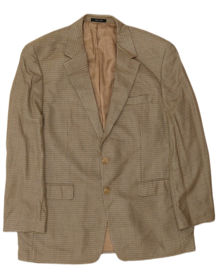 Ralph Lauren Męska marynarka zapinana na 2 guziki UK 42 Duża beżowa pepitka jedwabna