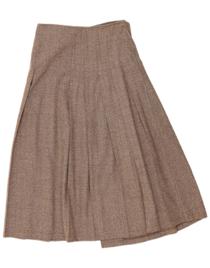 Vintage damska plisowana spódnica kopertowa IT 44 Medium W30 brązowa jodełka