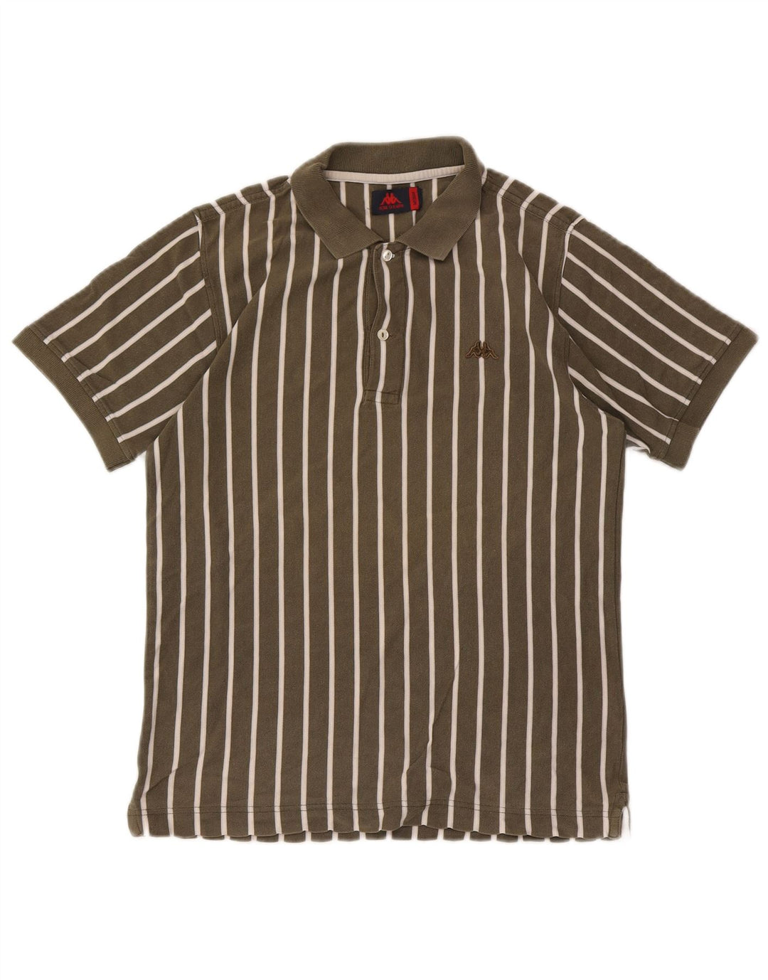 Męska koszulka polo Kappa, bawełniana w paski w kolorze khaki