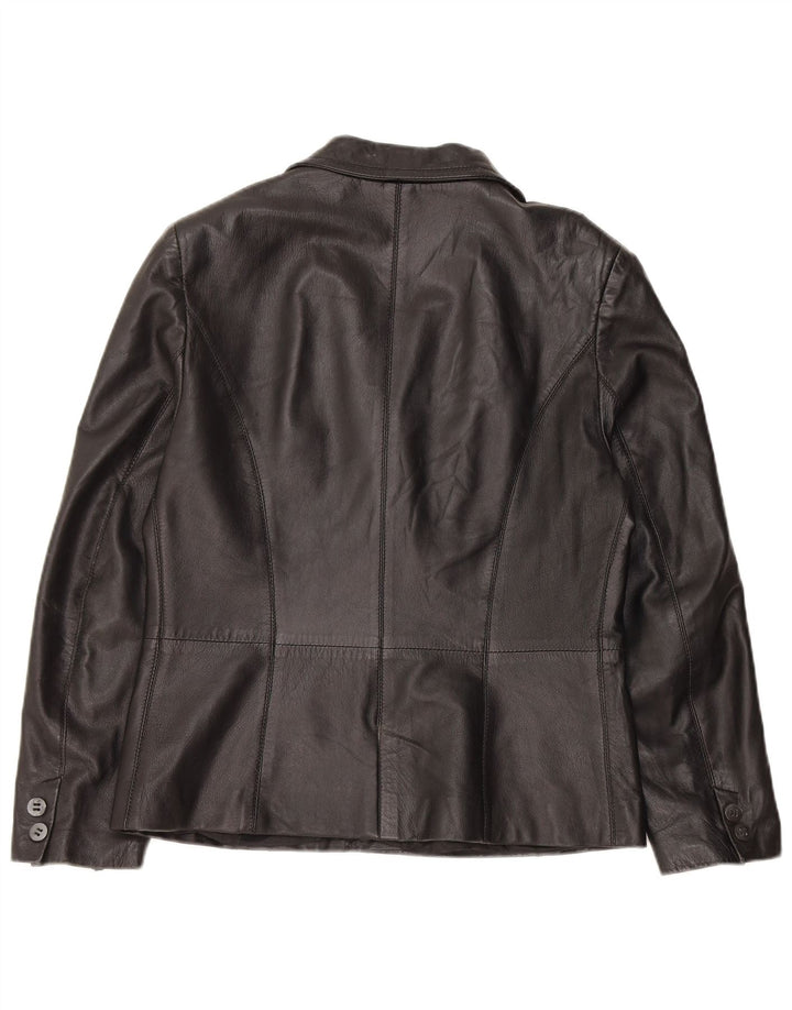 Vintage damska marynarka skórzana zapinana na 3 guziki IT 48 XL czarna skóra