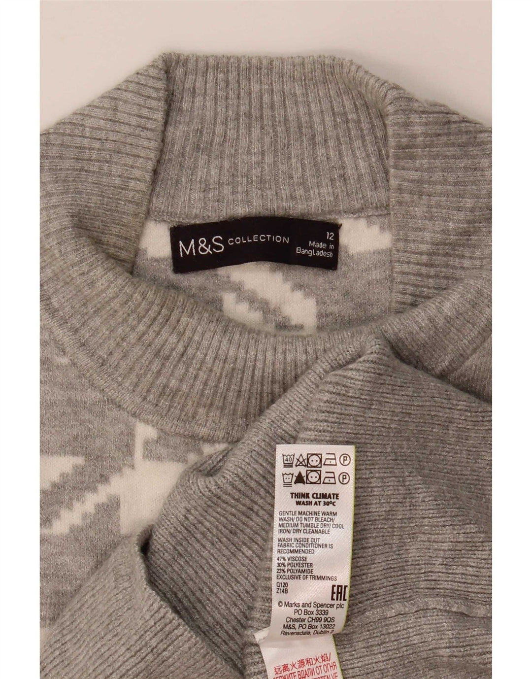 Marks & Spencer Damski sweter z golfem UK 12, średni szary
