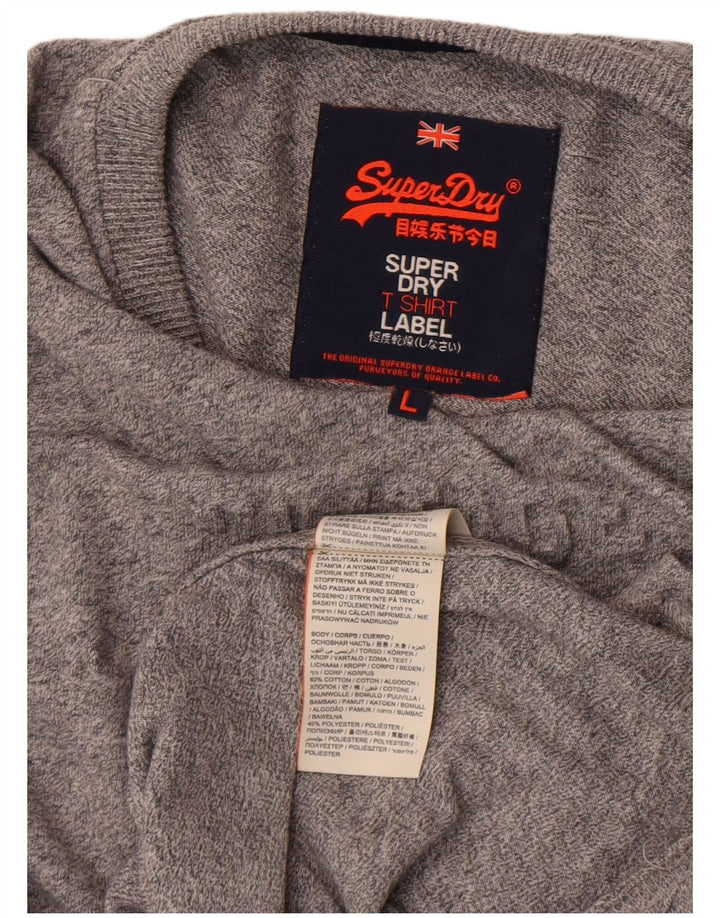 Męski top graficzny Superdry z długim rękawem, duży, szary, bawełniany