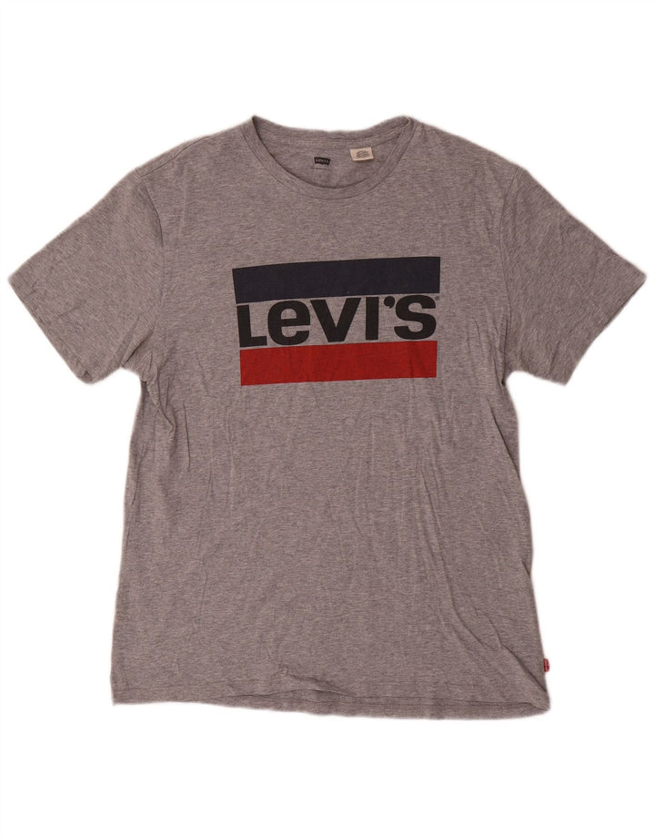 Męski T-shirt z grafiką Levi's, duży, szary, nakrapiany