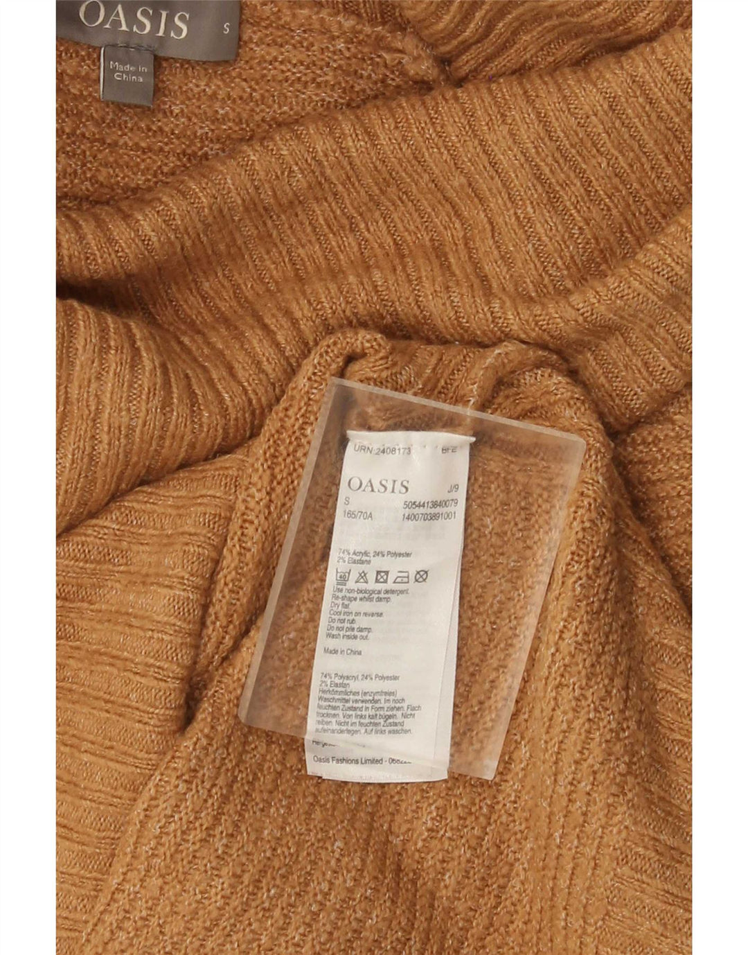Damski sweter oversize Oasis z wywijanym dekoltem UK 10 Small Beżowy Akryl