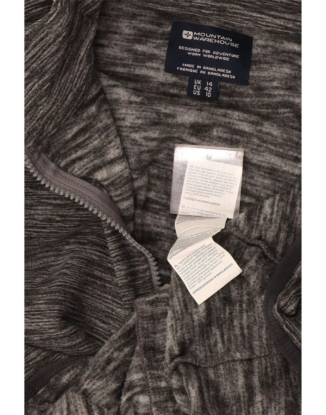 Damska kurtka polarowa Mountain Warehouse UK 14, duża, szara, nakrapiana, poliester