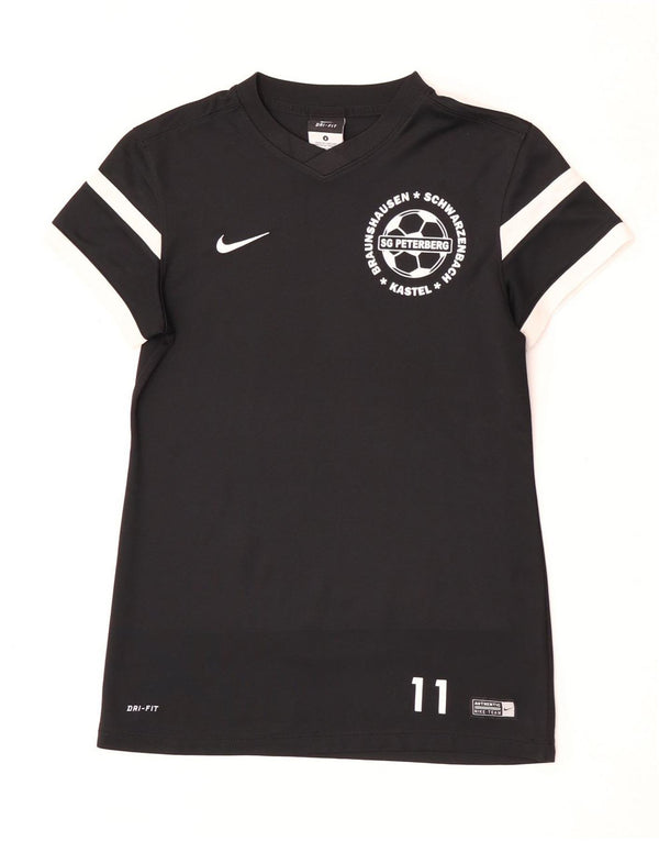 Damska koszulka z grafiką Nike Dri Fit Top UK 10, mała, czarna, z blokami kolorów