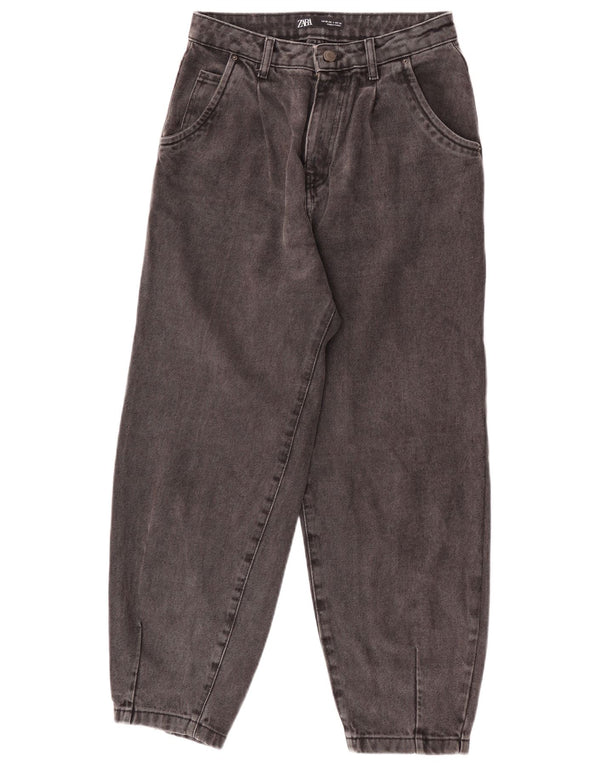 Damskie luźne dżinsy Zara z wysokim stanem EU 36 XS W26 L26 Szara bawełna