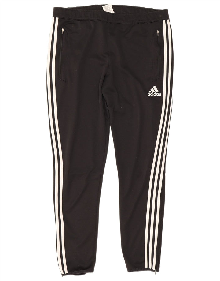 Męskie spodnie dresowe Adidas Climacool, duże, czarne, z blokami kolorów, poliestrowe