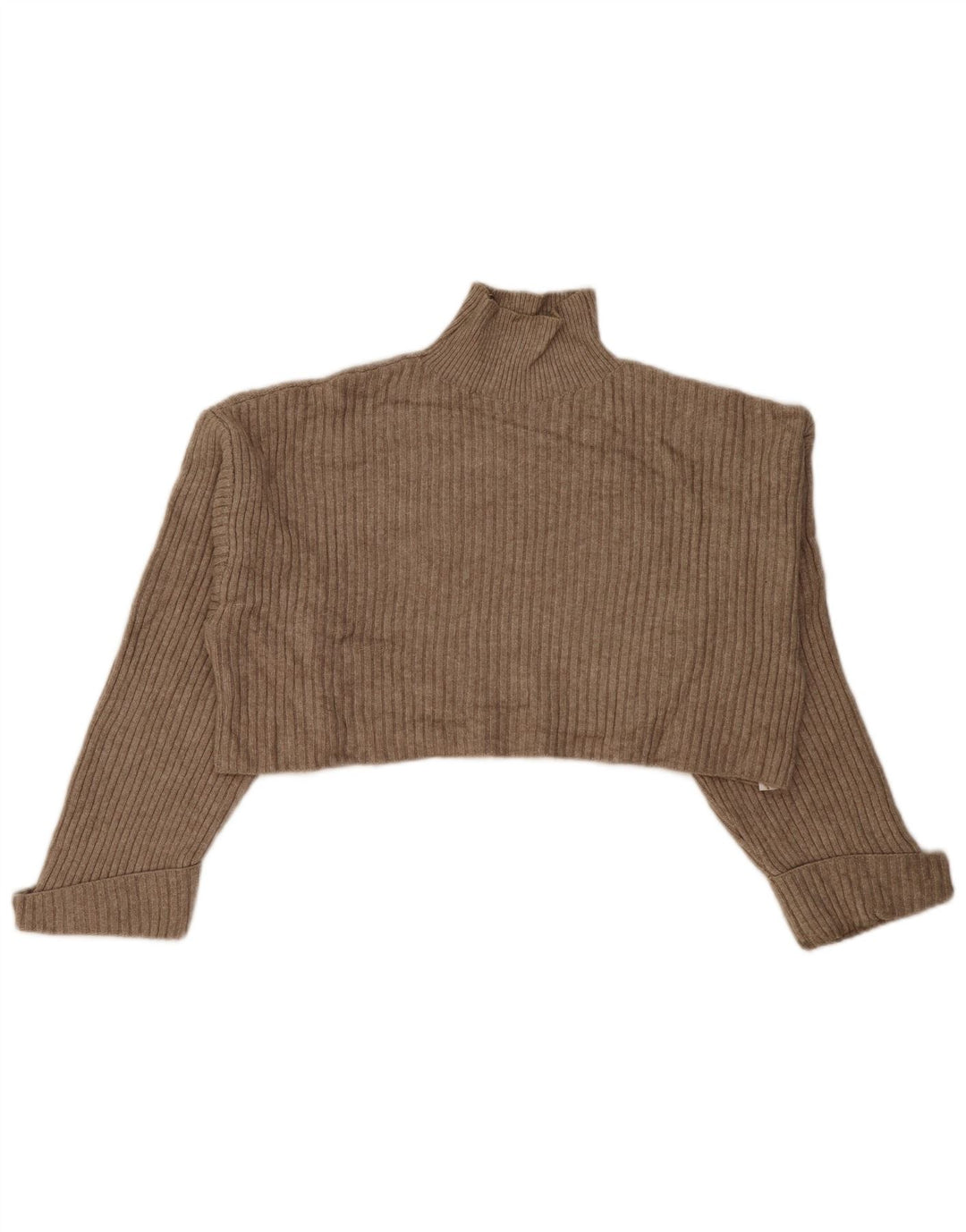 Sweter damski Zara Crop Oversize z golfem UK 14 średni beż