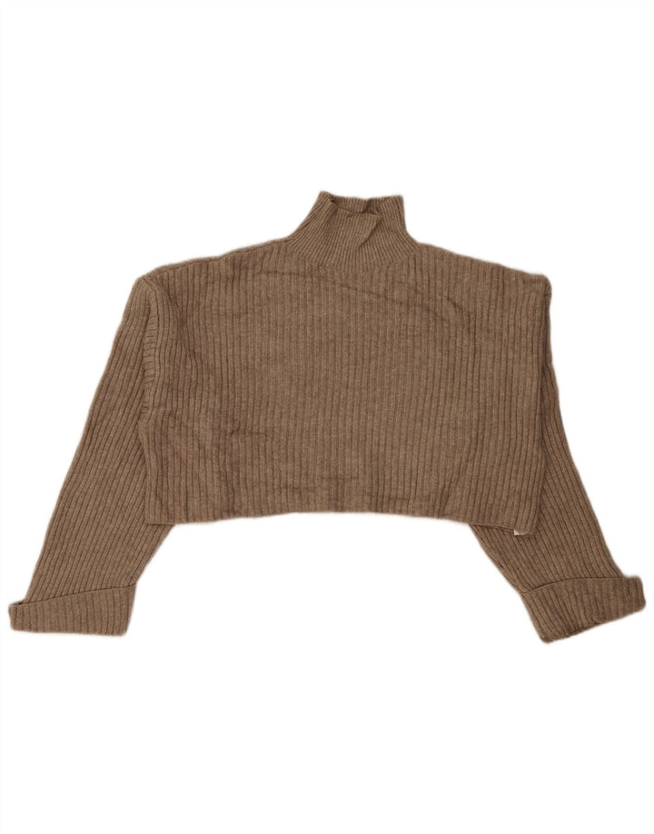 Sweter damski Zara Crop Oversize z golfem UK 14 średni beż
