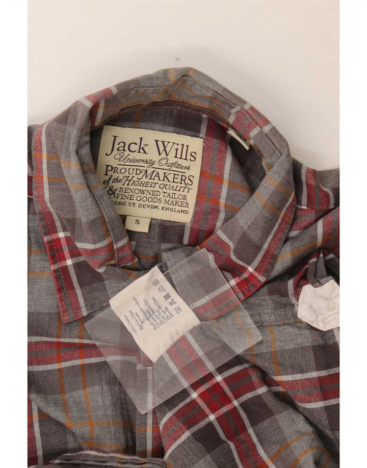 Męska koszula flanelowa Jack Wills w małą szarą kratę, bawełniana