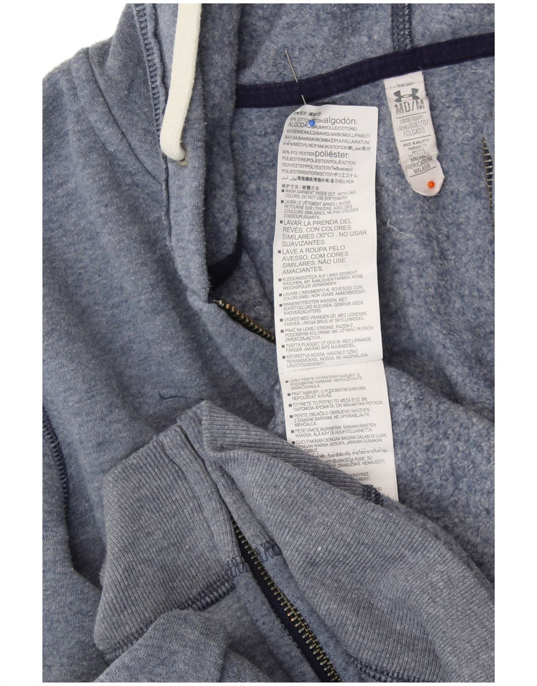 Męski sweter z kapturem i zamkiem UNDER ARMOUR, średnioniebieski, bawełniany