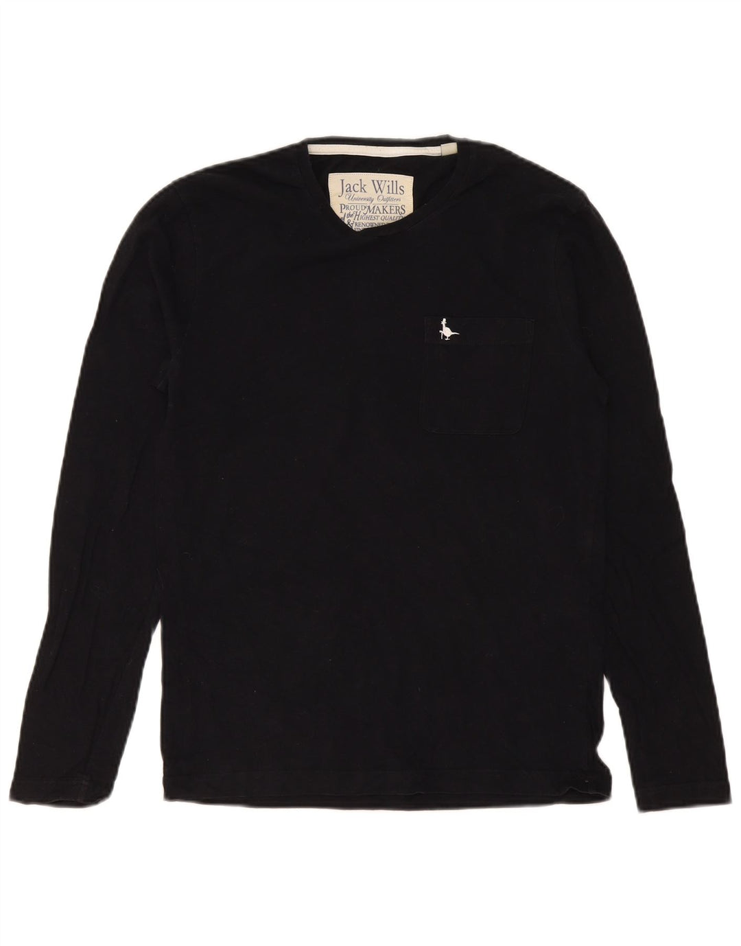 Jack Wills Męski top z długim rękawem XS, czarny, bawełniany