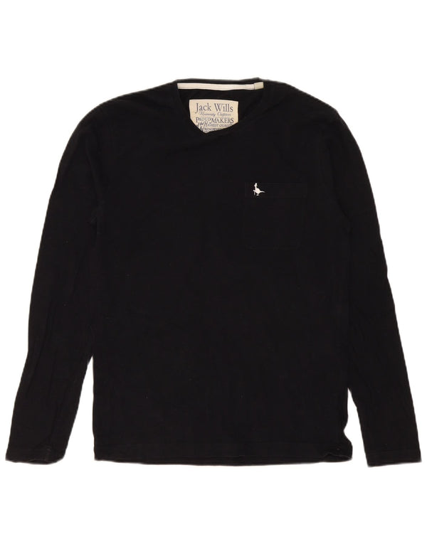 Jack Wills Męski top z długim rękawem XS, czarny, bawełniany