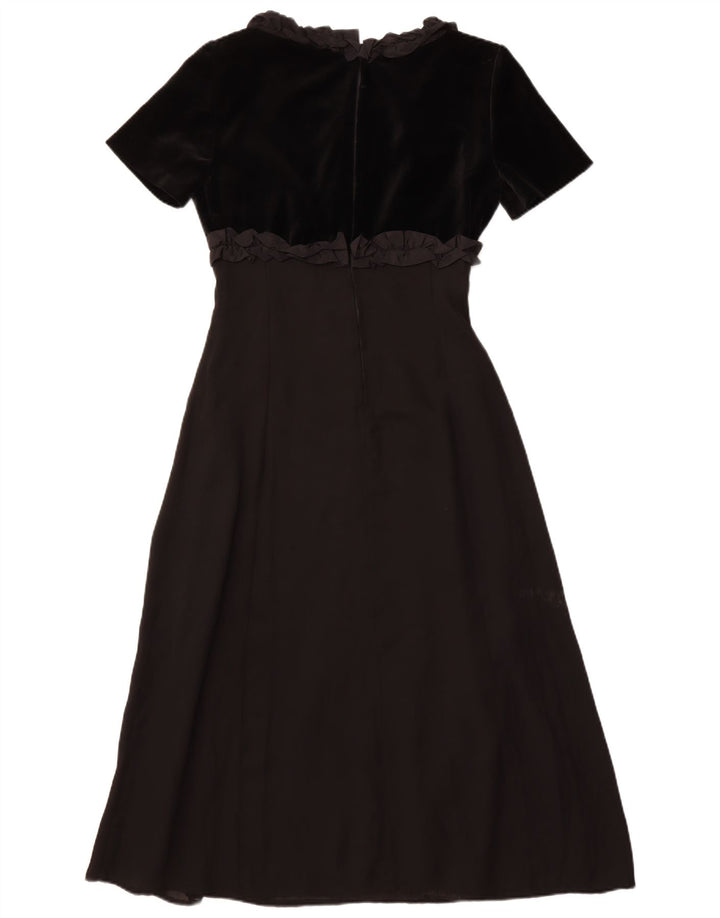 Damska sukienka maxi z falbaną w stylu vintage IT 42, średnia czerń