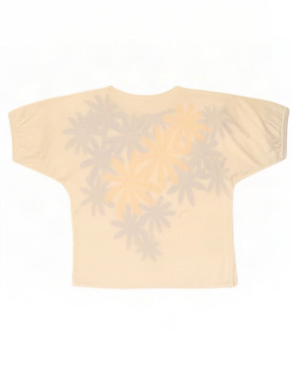 T-shirt damski vintage Top UK 14 średni biały kwiatowy