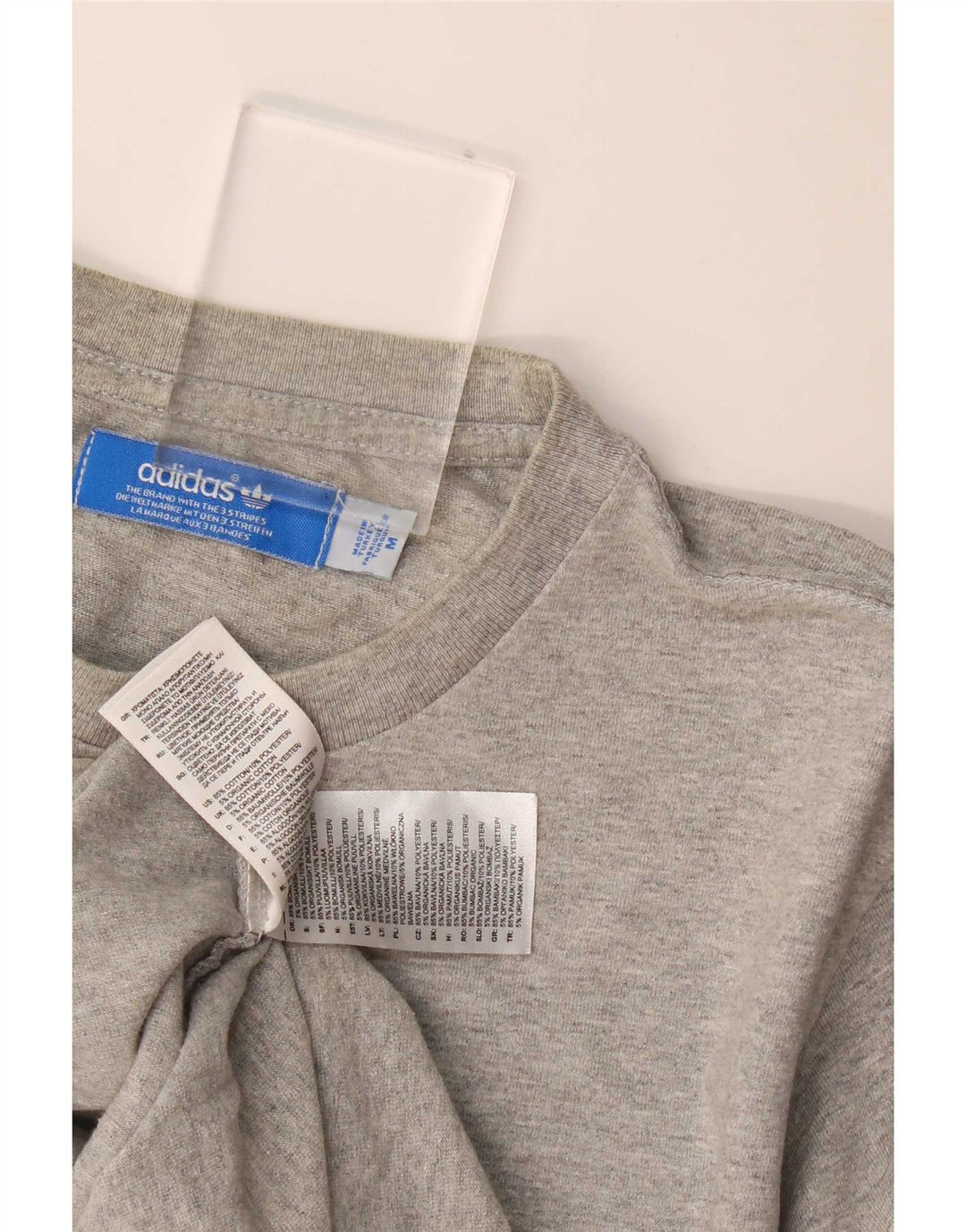 Męska koszulka z grafiką Adidas, średnia, szara bawełna