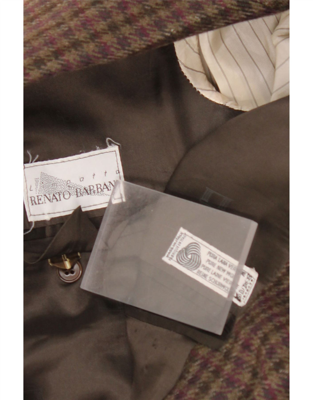 RENATO BARBANO Męska marynarka zapinana na 2 guziki UK 40 w dużą brązową kratkę