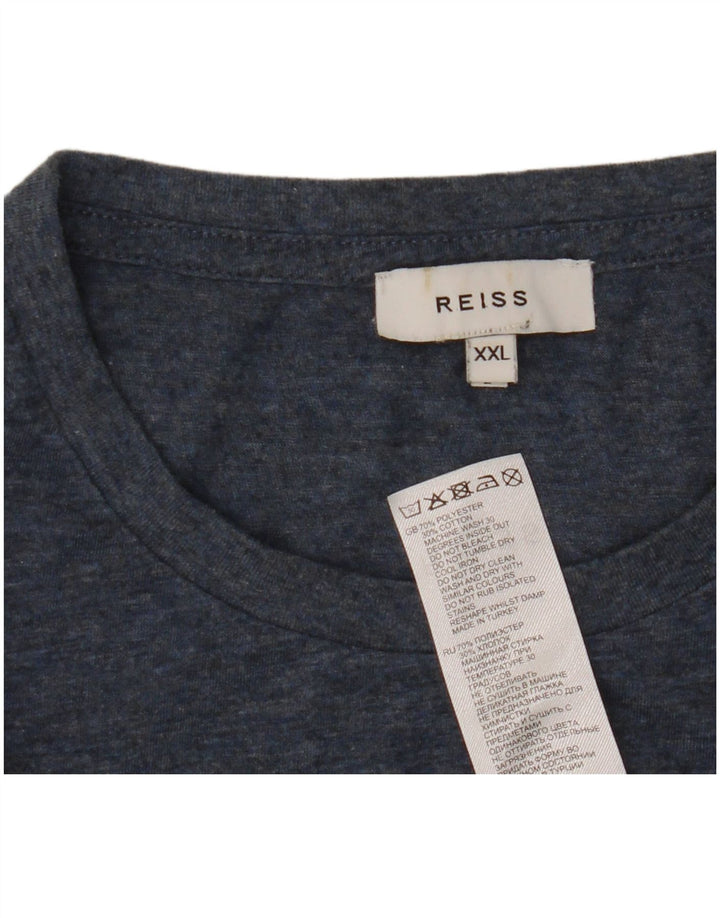 T-shirt męski Reiss Top 2XL, granatowy, nakrapiany poliester