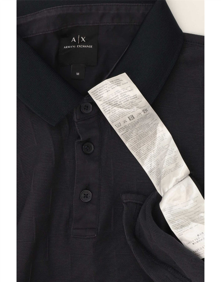 Męska koszulka polo Armani Exchange, średnia, granatowa, geometryczna bawełna