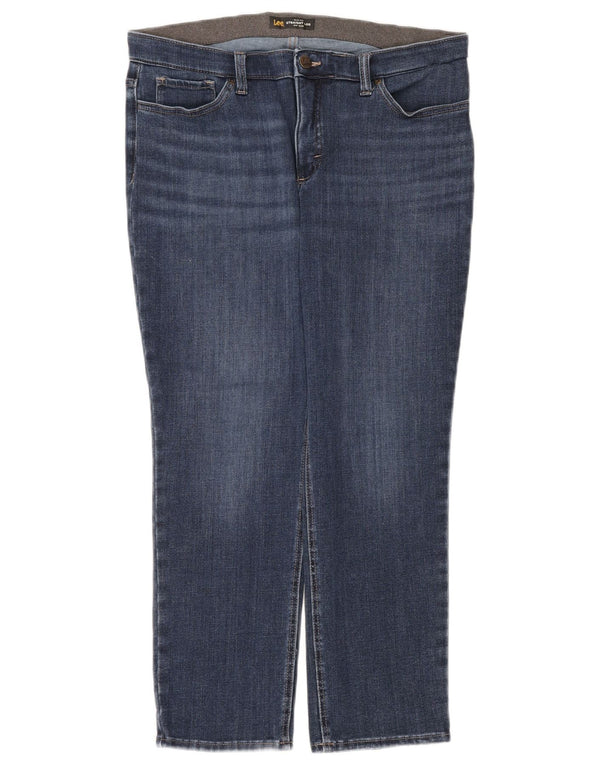 Damskie jeansy Lee ze średnim stanem, slim fit, proste US 14 XL W36 L26, niebieska bawełna