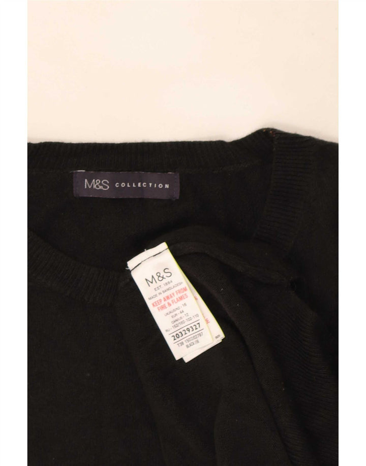 Marks & Spencer Damski sweter oversize z okrągłym dekoltem, UK 16, duży, czarny
