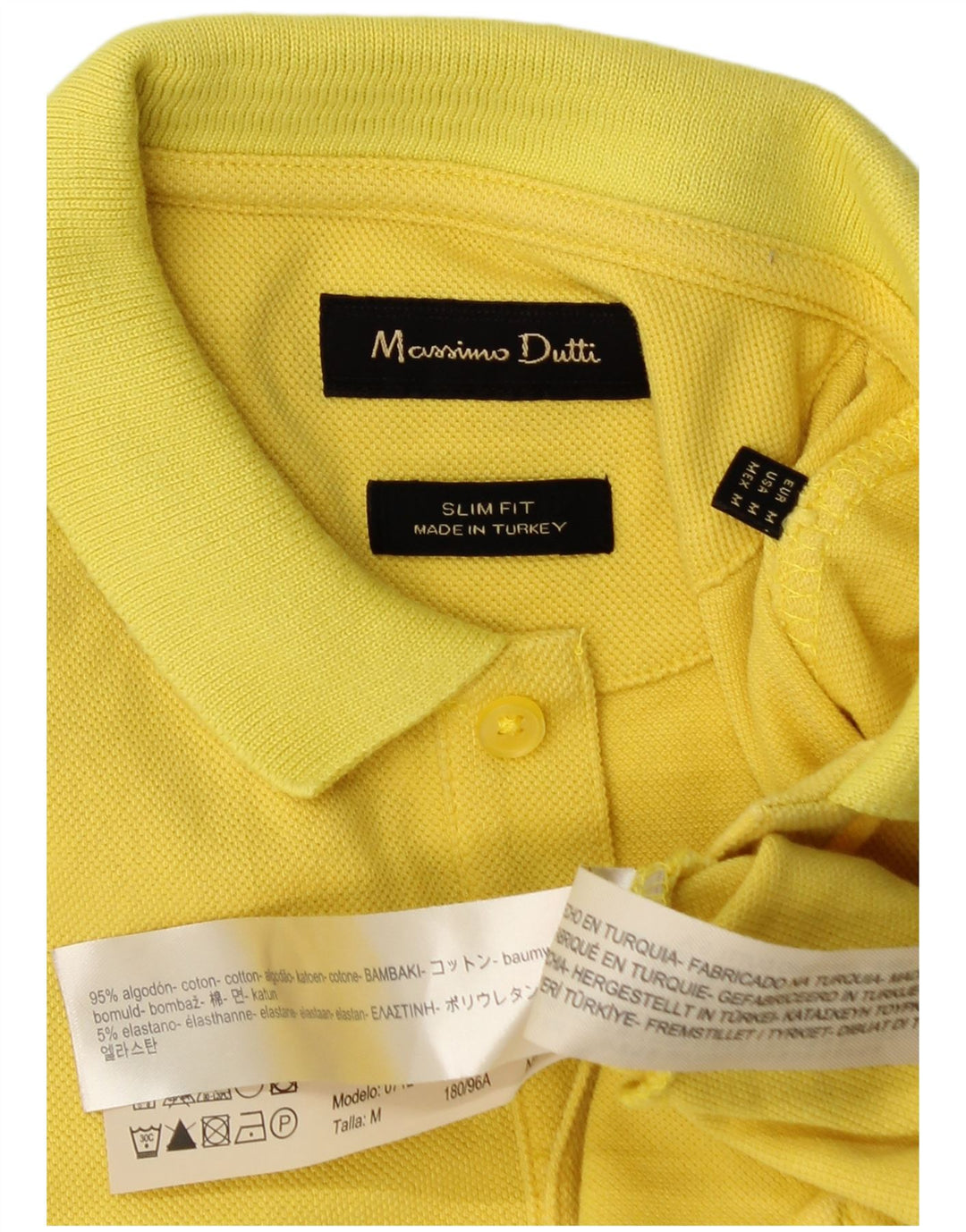 Męska koszulka polo Massimo Dutti Slim Fit, średnia żółta bawełna