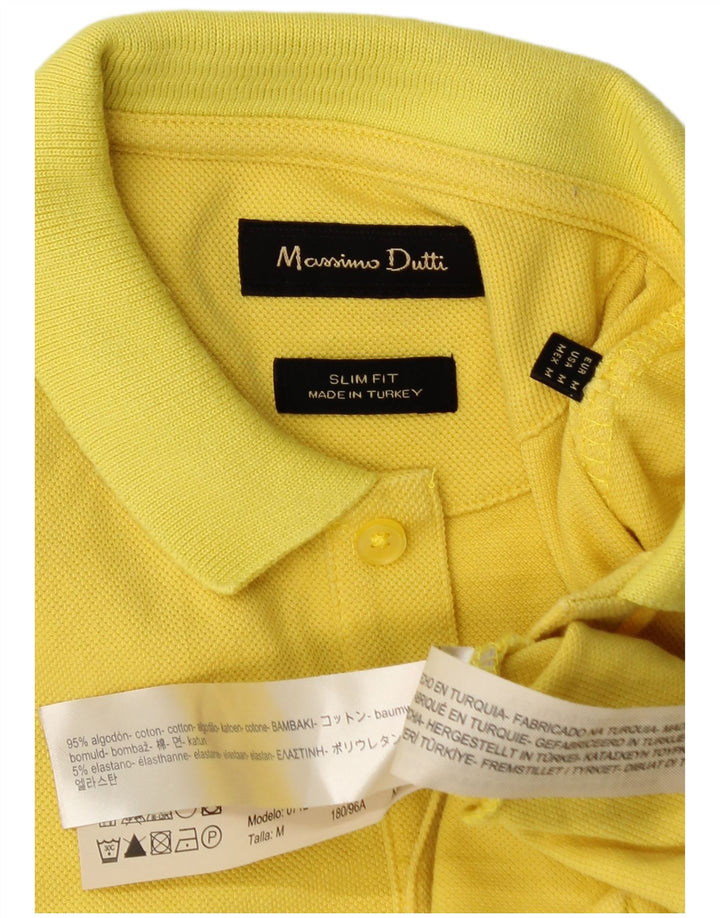 Męska koszulka polo Massimo Dutti Slim Fit, średnia żółta bawełna