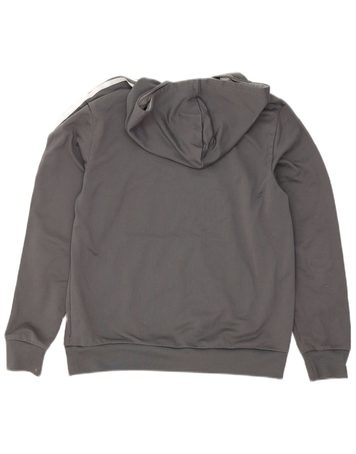 ADIDAS Boys Graphic Hoodie Jumper 13-14 Years Grey Polyester
