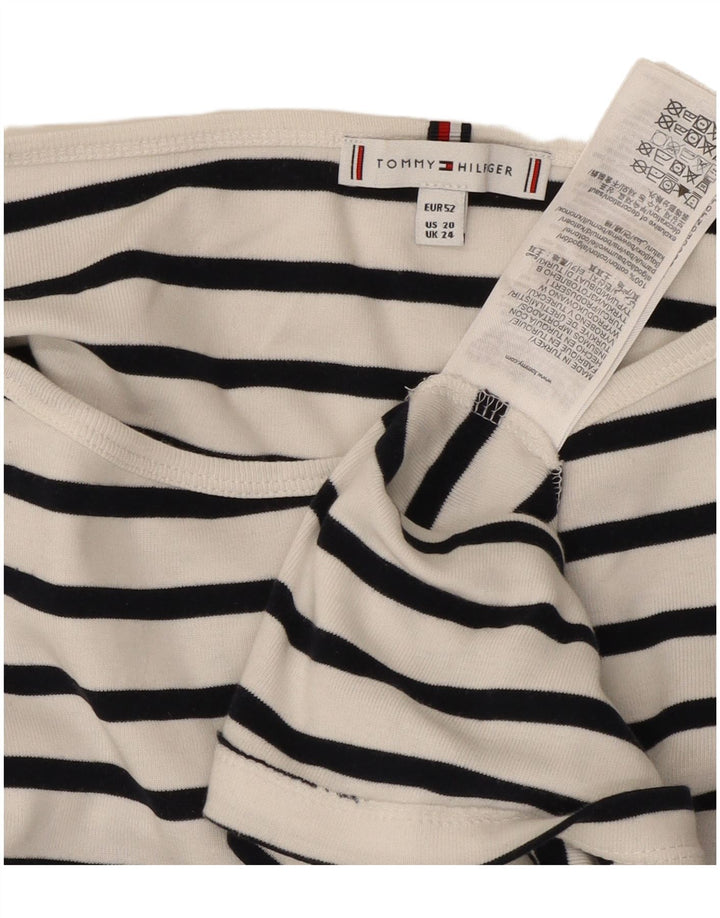 Top damski TOMMY HILFIGER z rękawem 3/4, UK 24 4XL, bawełniany w białe paski