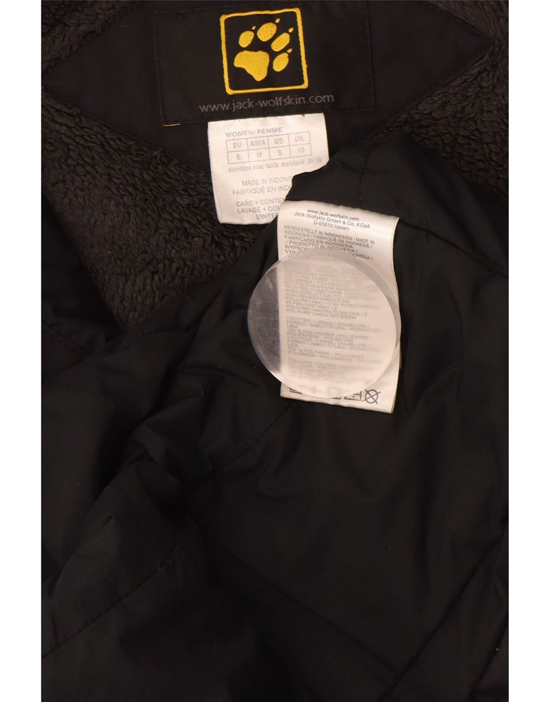 Damski płaszcz wiatrówkowy JACK WOLFSKIN z kapturem UK 10, mały, czarny poliamid