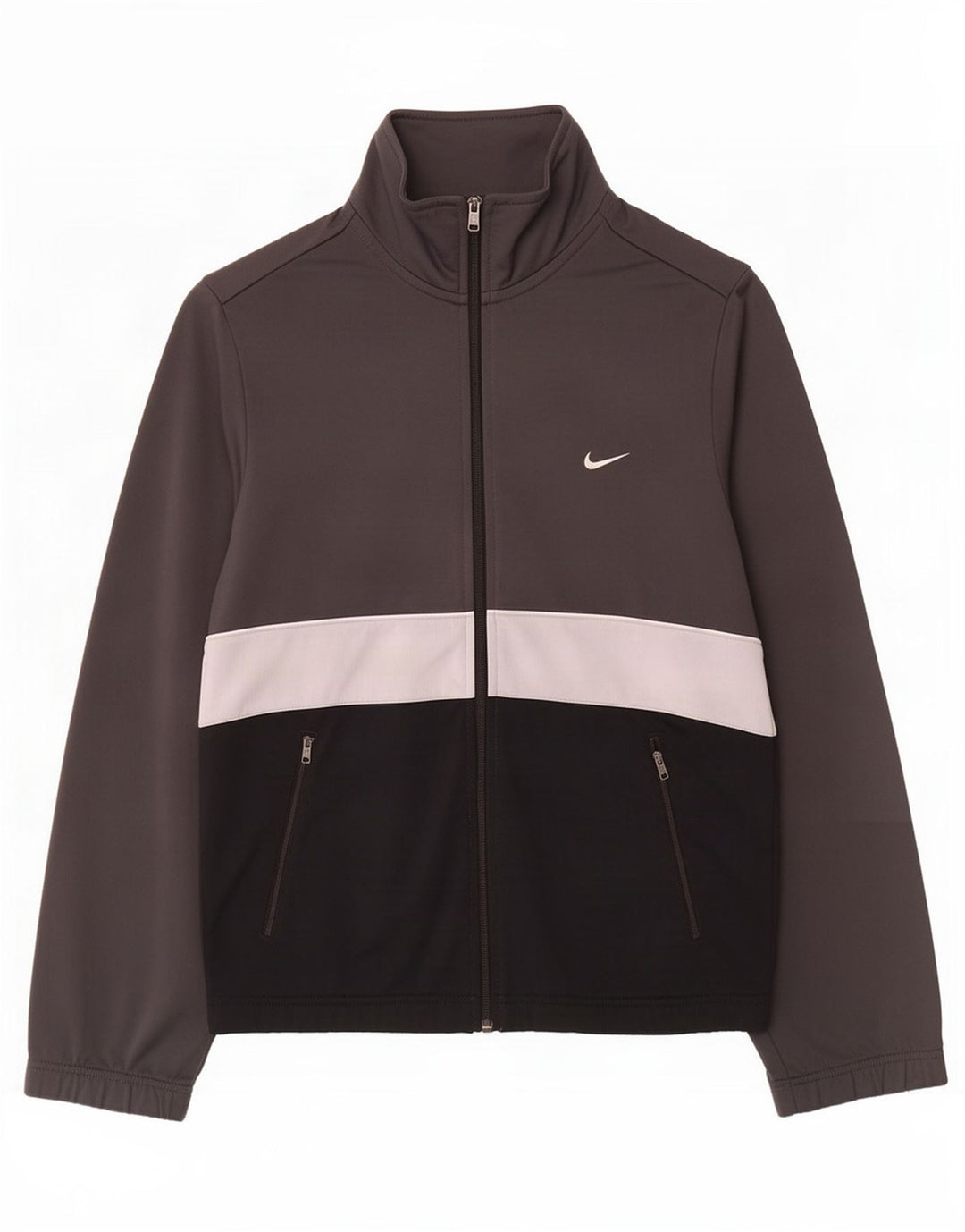 Męska kurtka dresowa Nike, mała, szara, z blokami kolorów, poliester