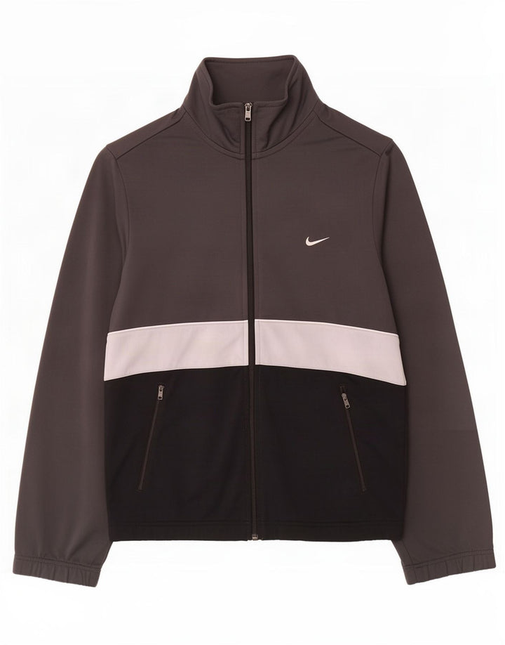 Męska kurtka dresowa Nike, mała, szara, z blokami kolorów, poliester