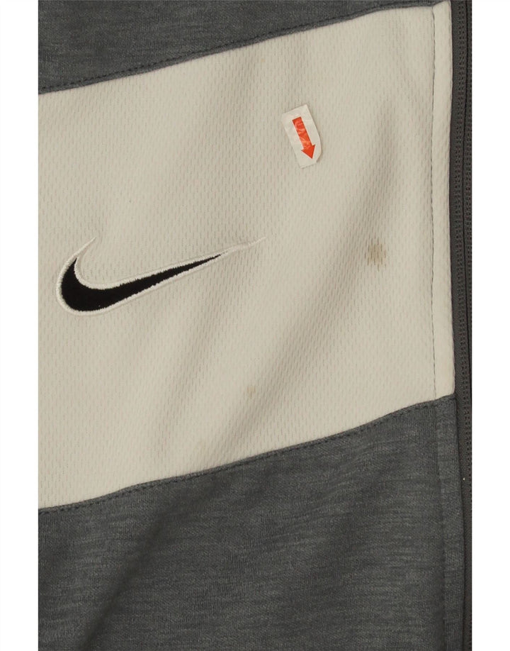 Męska kurtka dresowa Nike Dri Fit, duży szary poliester z blokami kolorów