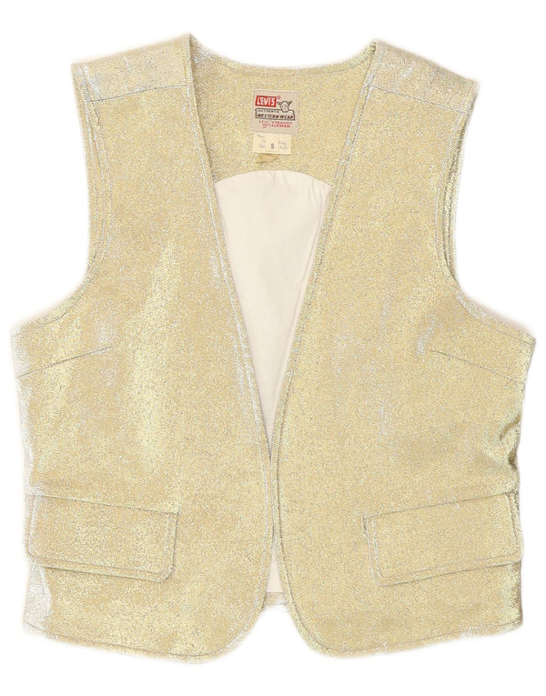 Levi's Womens Waistcoat UK 10 Small Gold Cotton Western