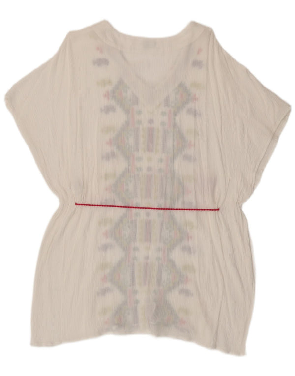 Damska tunika oversize Benetton UK 6 XS, biała, geometryczna, artystyczna