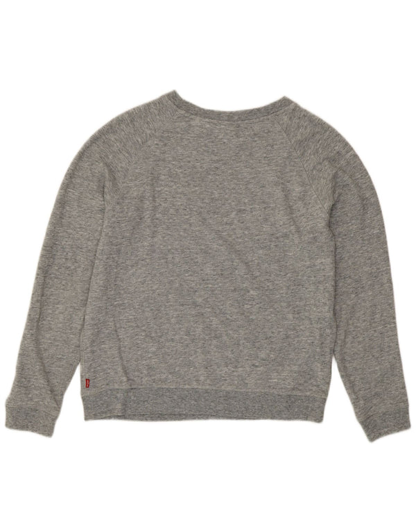 Levi's Womens Graphic Sweatshirt Jumper UK 16 Large Grey Flecked Cotton