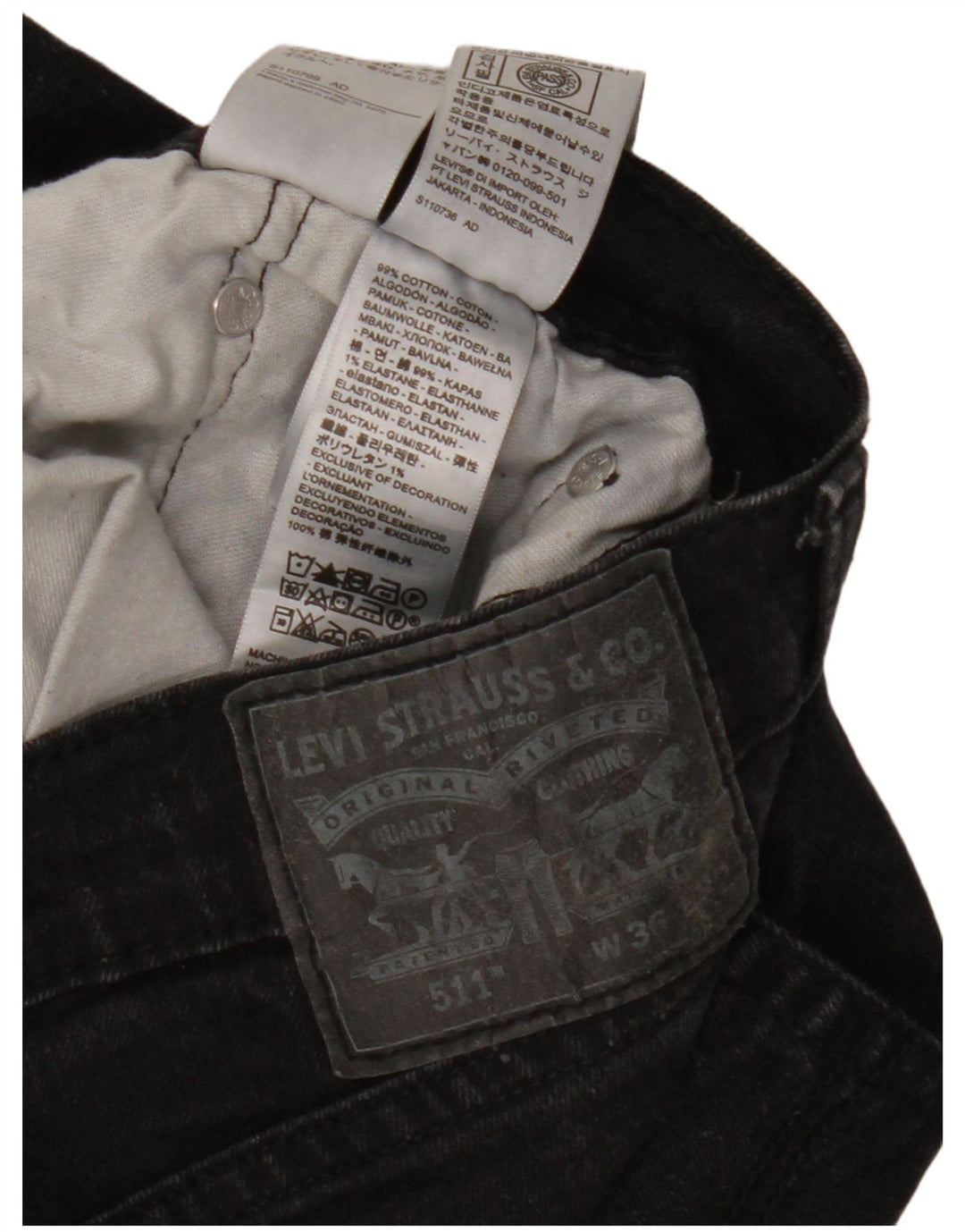 Męskie jeansy Levi's 511 Slim W36 L32 Czarna bawełna